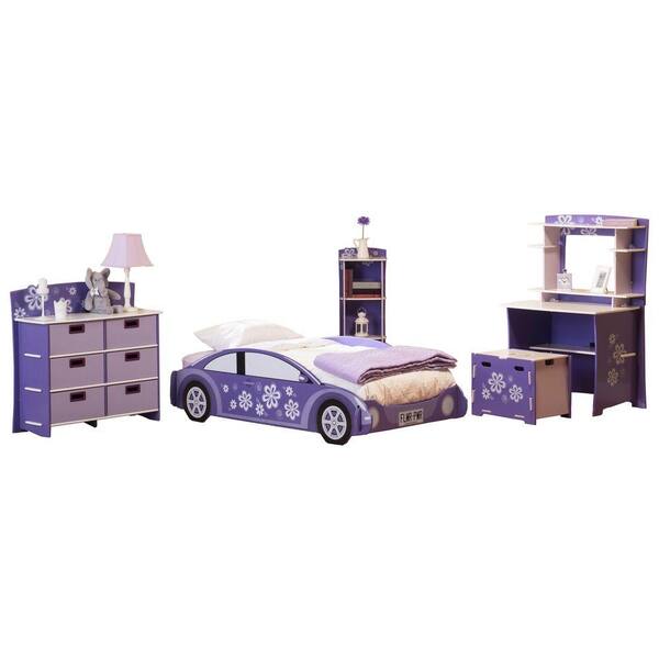 RST Brands Legare Flower Power Purple and White Twin Bedroom Set