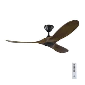 Maverick II 52 in. Modern Indoor/Outdoor Matte Black Ceiling Fan with Walnut Balsa Wood Blades and Remote Control