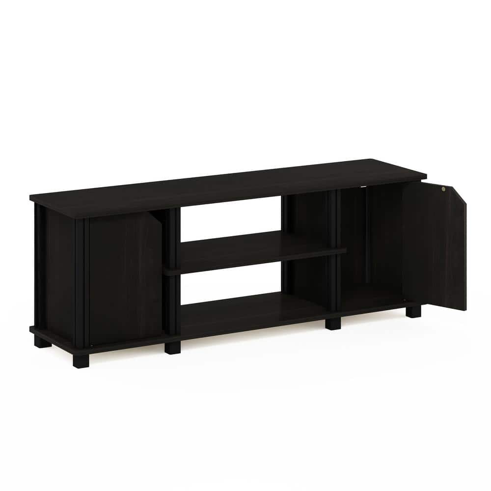 Espresso Black Composite Wood TV Stand with Shelves