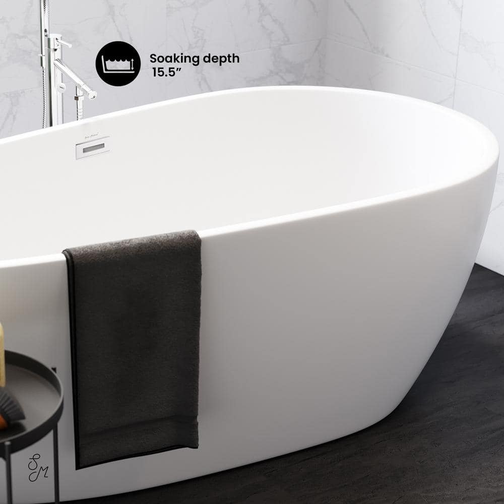 Monaco 67" White Acrylic Freestanding Oval Bathtub