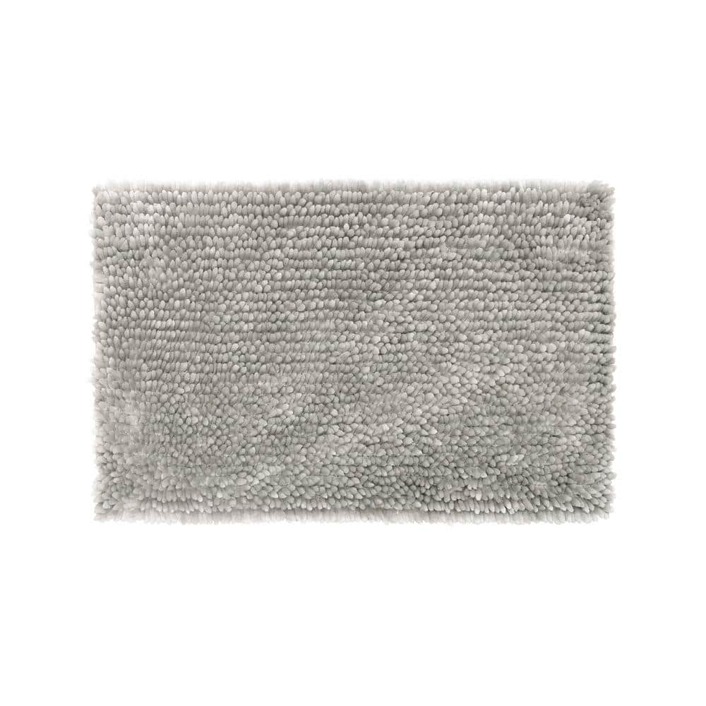 Jean Pierre Mega Butter Chenille 17 in. x 24 in. Bath Mat in Light Grey ...