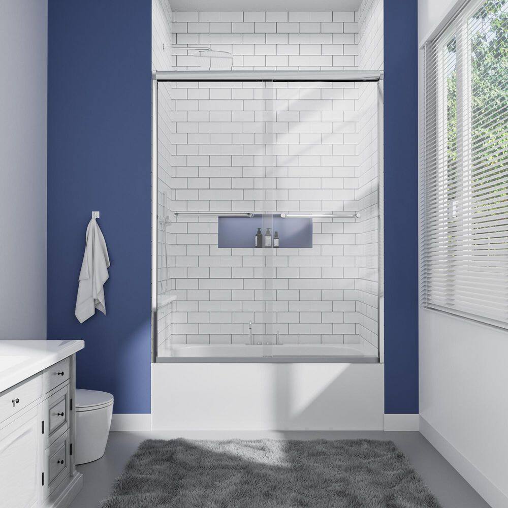 60 in. W x 60 in. H Double Sliding Framed Tub Door in Chrome with 1/4 in. Clear Glass price history on PriceWatchPro