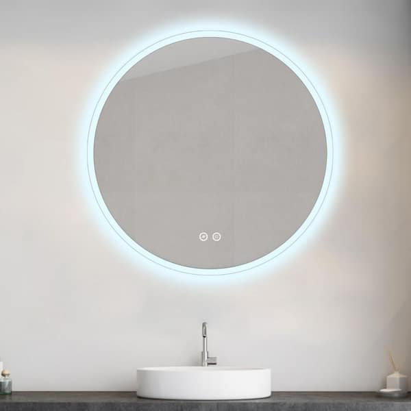 UKISHIRO 36 in. W x 36 in. H Round Aluminum Frameless LED Light with 3-Color and Anti-Fog Wall Mount Bathroom Vanity Mirror