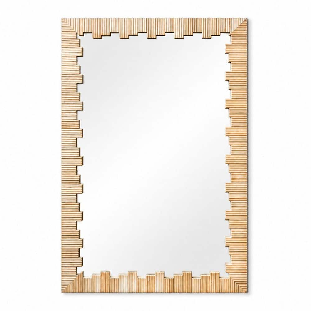 24 in. W x 36 in. H Boho Faux Rattan Wood Framed Rectangle Decorative Wall Mirror for Bathroom Vanity price history on PriceWatchPro
