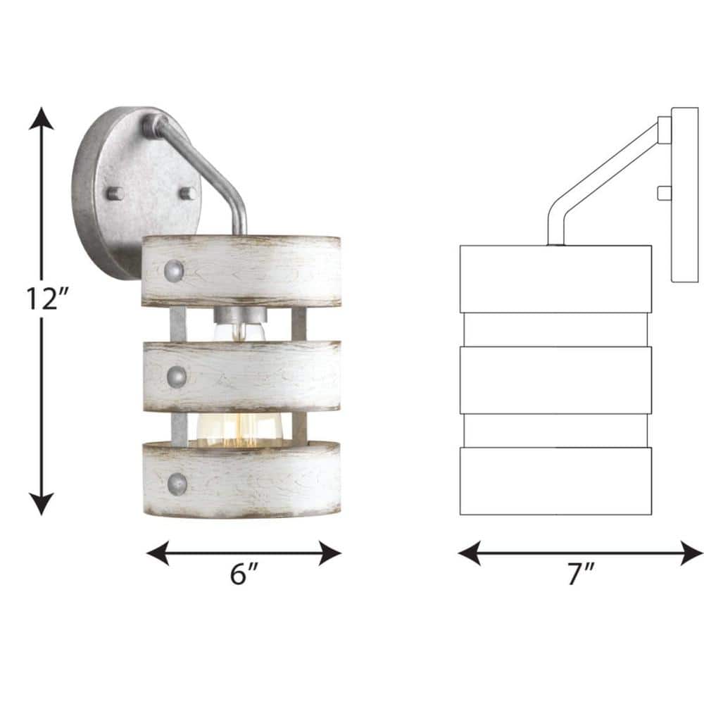 Galvanized Nickel 12" Outdoor Wall Sconce with Antique White Accents