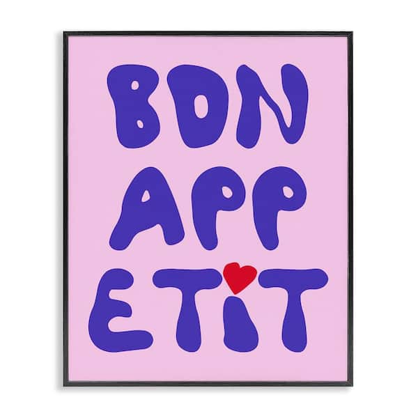 Stupell Industries Bon Appetit with Heart by House of Lulu Black Framed Food Giclee Art Print 14 in. x 11 in.