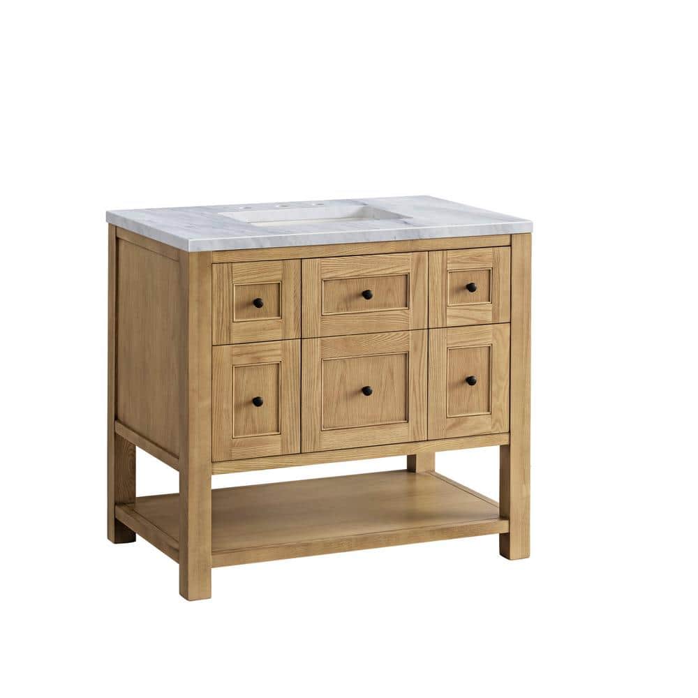 Breckenridge 36" Light Natural Oak Single Vanity with Marble Top