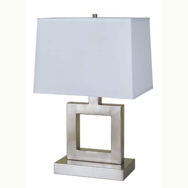 ORE International 22 in. Square Satin Nickel Table Lamp