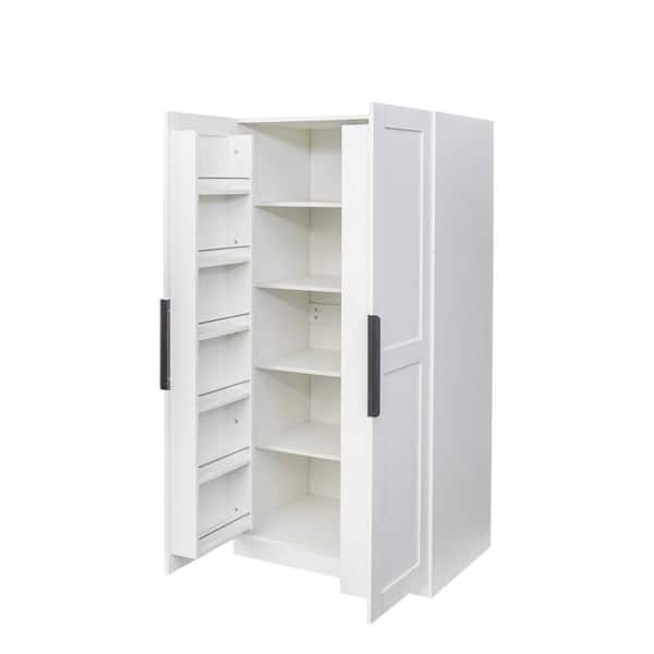 31.5 in. W x 21.65 in. D x 62.99 in. H Bathroom White Linen Cabinet