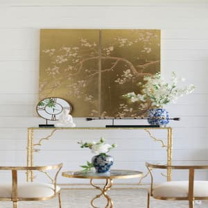 Contemporary Cherry Blossom Wall Art Panels Unframed Art Print 47 in. x 21.5 in. Home Decor for Living Room (Set of 2)