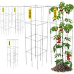 11.8 in. x 11.8 in. x 46.1 in. Tomato Cage Square Plant Support Cages Silver Steel Tomato Towers for Vegetables (5-Pack)