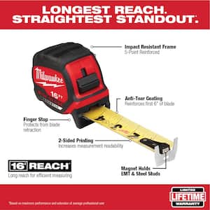 16 ft. x 1.3 in. Wide Blade Magnetic Tape Measure with 16 ft. Reach and FASTBACK Compact Folding Utility Knife