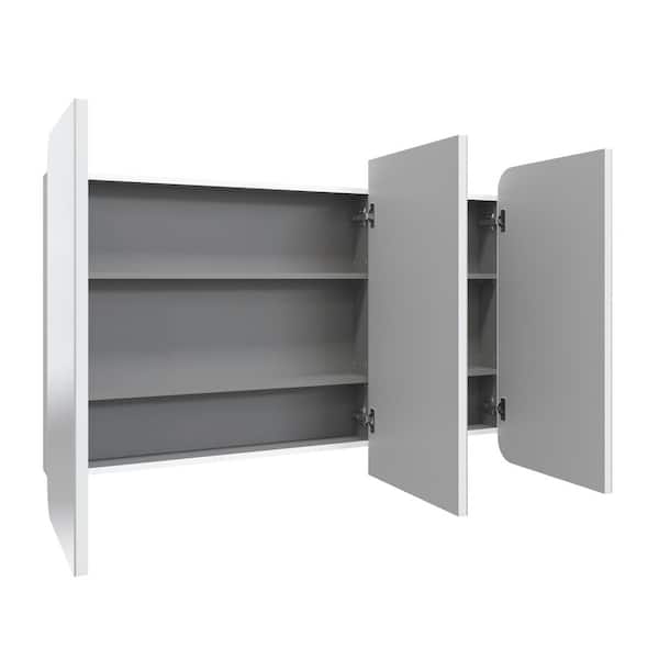 Ezri 48 in. W x 32 in. H x 4.75 in. D White Recessed Medicine Cabinet with Mirror