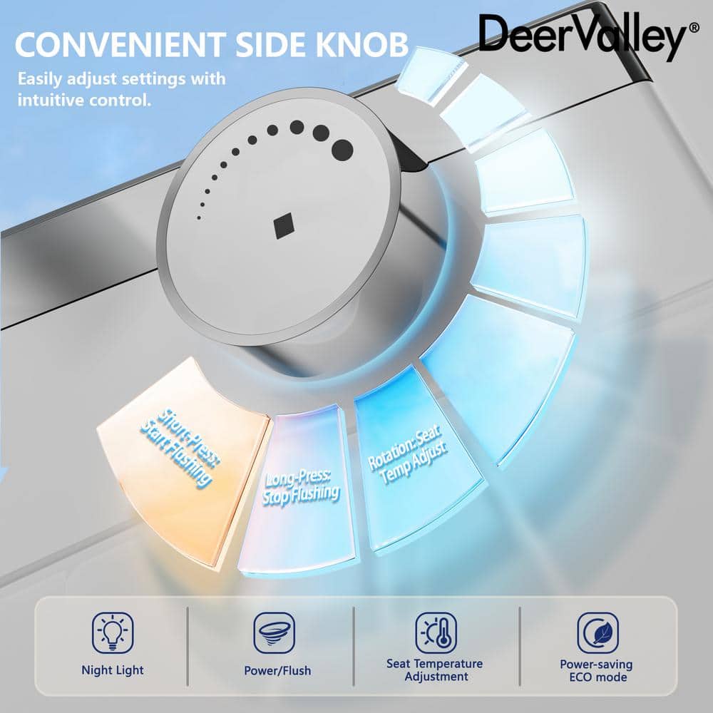 White Elongated Smart Toilet with Heated Seat and Night Light