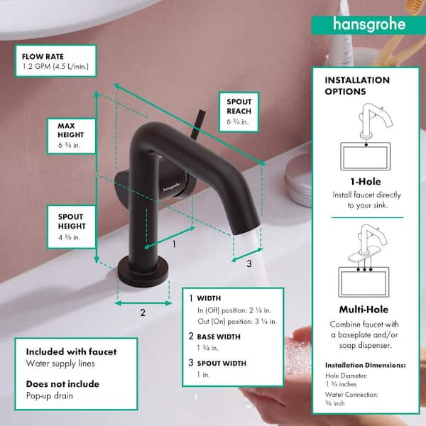 Hansgrohe Tecturis S Single Handle Single Hole Bathroom Faucet in