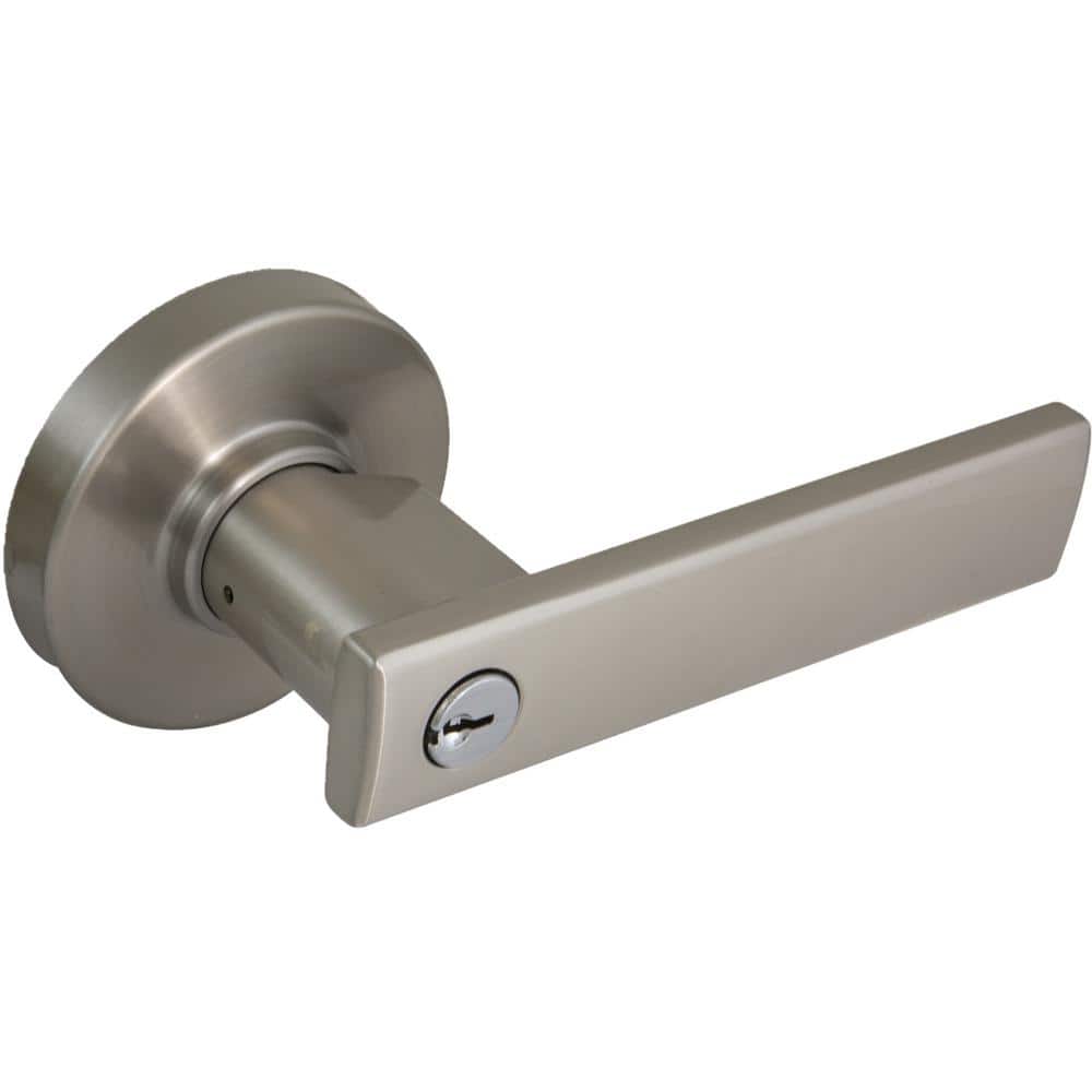 Westwood Satin Nickel Keyed Entry Door Lever with Round Rose