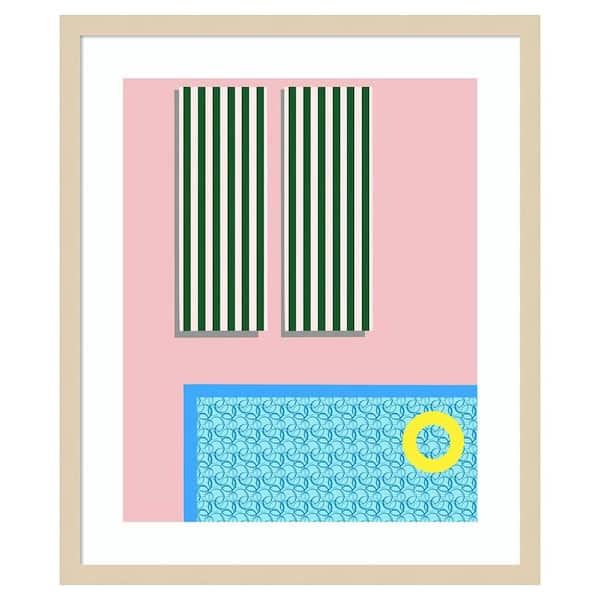 Amanti Art Poolside Fun II by Regina Moore 21 in. W x 25 in. H. Wood Framed Wall Art Print Framed in Brown