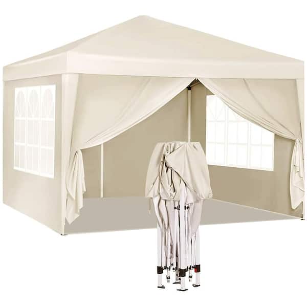 Great Barrier Reef Af en toe tolerantie Afoxsos 10 ft. x 10 ft. Outdoor Beige Pop Up Canopy, Folding Party Tent  with Removable Sidewalls, Carry Bag, 4-Piece Weight Bag HDMX1593 - The Home  Depot