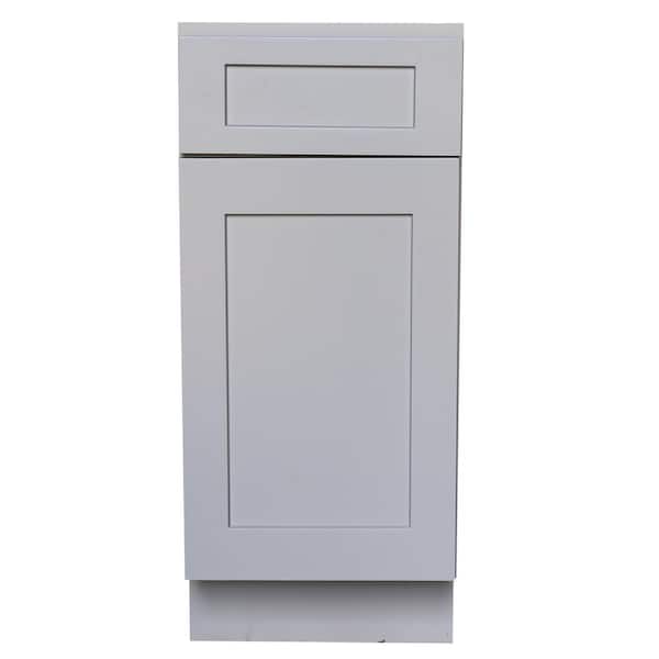 Plywell Ready to Assemble 15x34.5x24 in. Shaker Base Cabinet with 1 Door and 1 Drawer in Gray