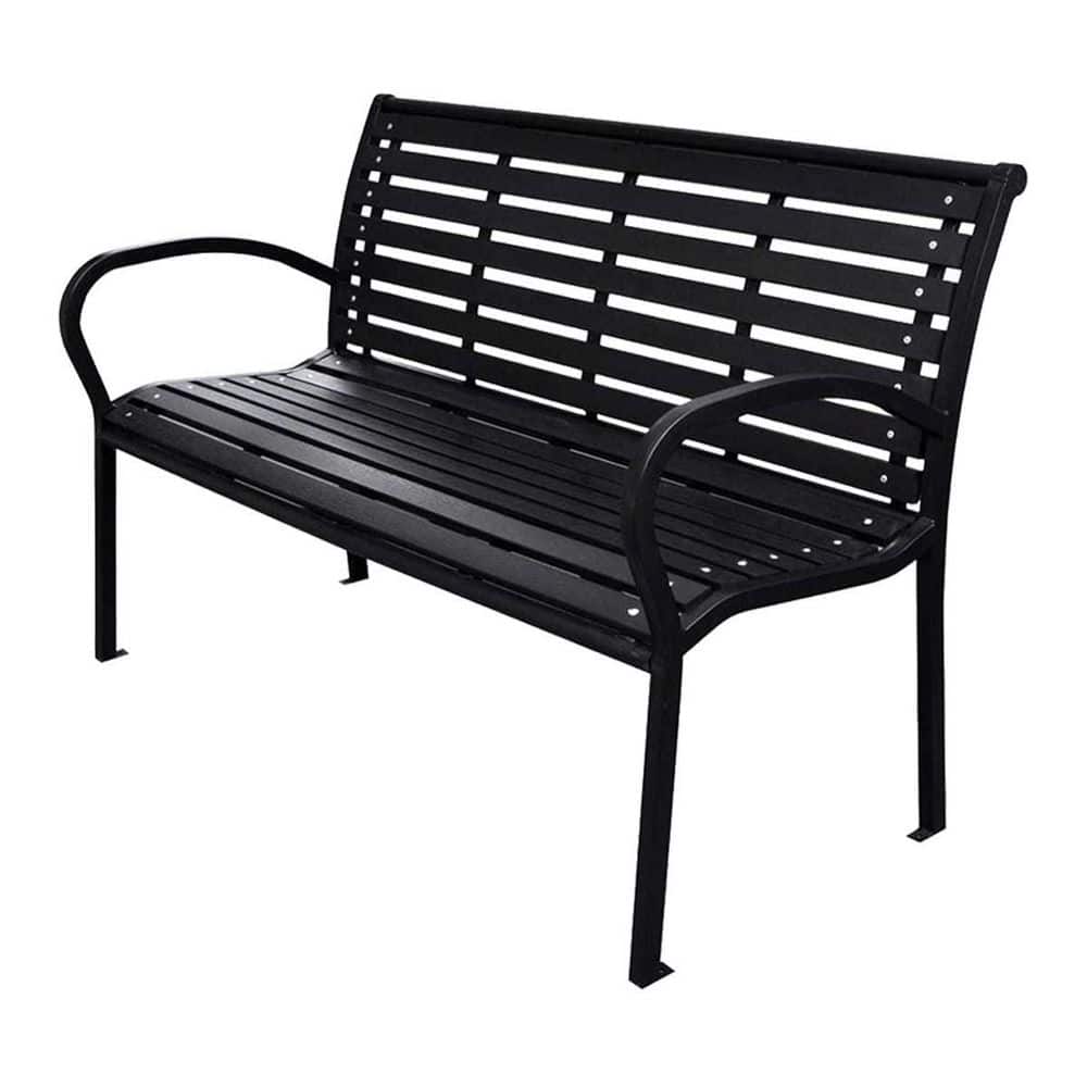 45.7 in. Sophisticated Patio Outdoor Metal and WPC Bench in Black