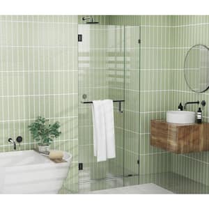 78 in. x 33.25 in. Frameless Pivot Wall Hinged Towel Bar Shower Door