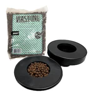 6 in. Black Plastic Pot Bucket Lid Insert, with 10 l Grow Rocks (6-Pack)