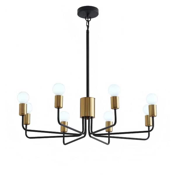 8 Lights Black Metal Material Pendant Light Design with Adjustable Hanging Length, Bulbs are not included