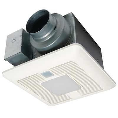 WhisperSense DC fan-LED Lights Motion and Humidity Sensors Delay Timer Pick-A-Flow Speed Selector 50, 80 or 110 CFM