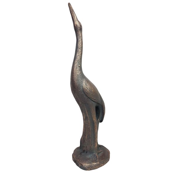Unbranded 29 in. H Copper Finish Polyresin Crane Statue
