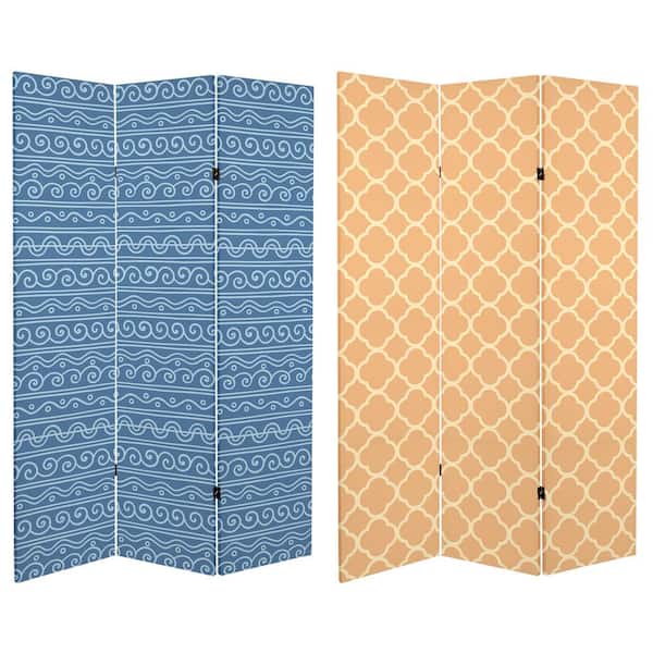 Unbranded Mediterranean Patterns 6 ft. Printed 3-Panel Room Divider