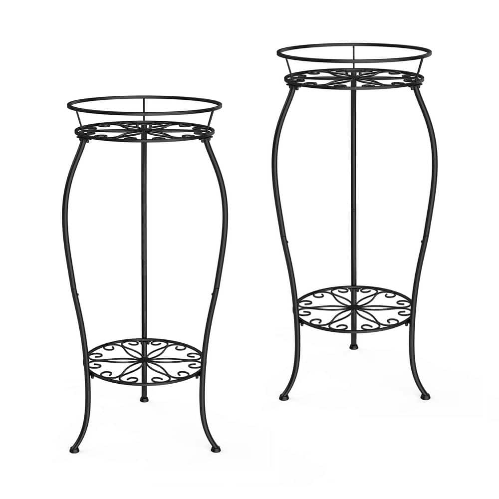 2-Pack 2-Tier Metal Plant Stands, Tall Planter Holder, Round Potted Supports Rack, Corner Display Shelf, Black price history on PriceWatchPro