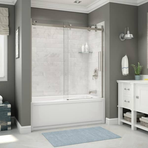 Bath And Shower Combo In Marble Carrara, Home Depot Bathtubs And Showers