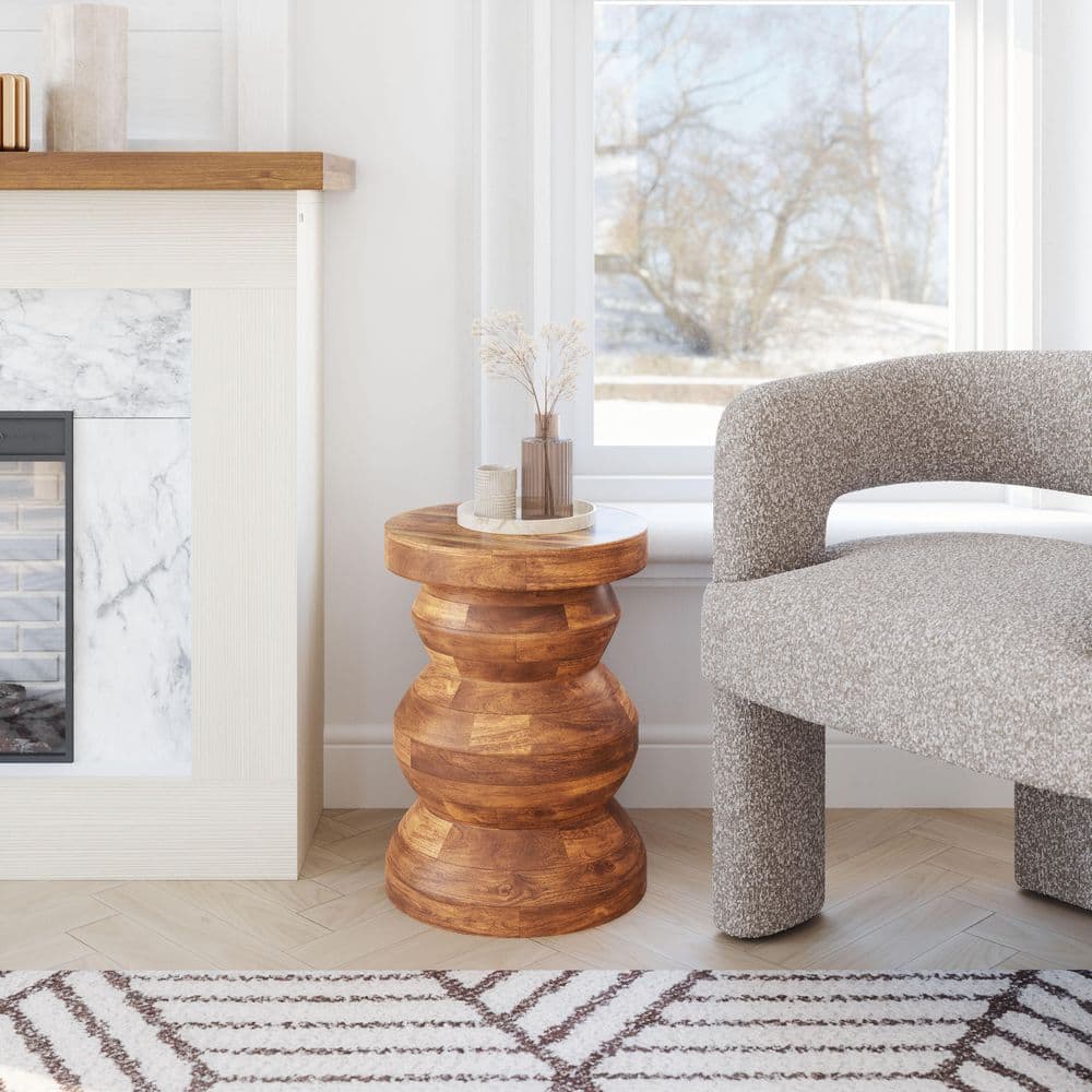 Kerala 16.1 in. W Walnut 21.3 in. H Round Mango Wood End Table price history on PriceWatchPro