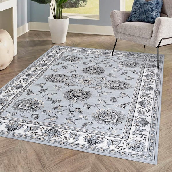 JONATHAN Y Cherie French Cottage Light Gray/Cream 3 ft. x 5 ft. Area Rug