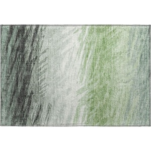 Mayfield Premium Machine Washable Abstract AMF2272 Green 2 ft. x 3 ft. Accent Rug