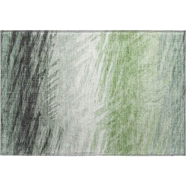 Mayfield Premium Machine Washable Abstract AMF2272 Green 2 ft. x 3 ft. Accent Rug