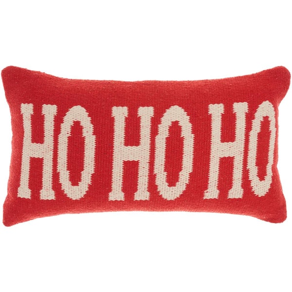 Mina Victory Holiday Red 22 in. x 12 in. Rectangle Throw Pillow
