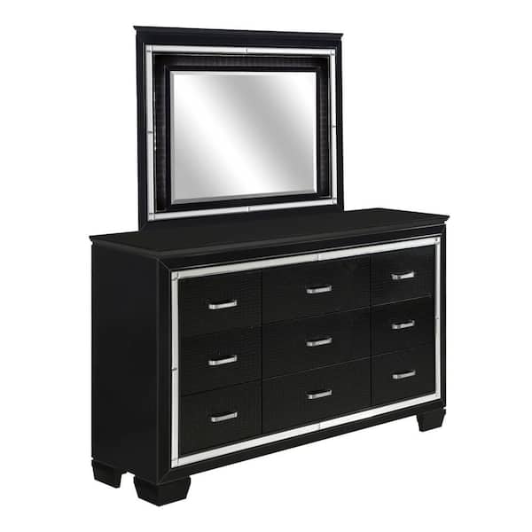 Benjara Alen 4-Piece Black and Silver Queen Wood Bedroom Set