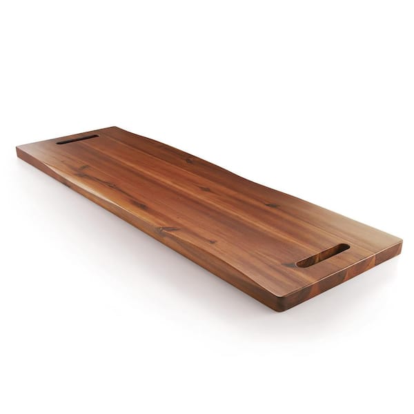 Unbranded 36 in. Brown Acacia Cutting Boards with Handles and Dual-Sided Design, Serving for Meat and Appetizers