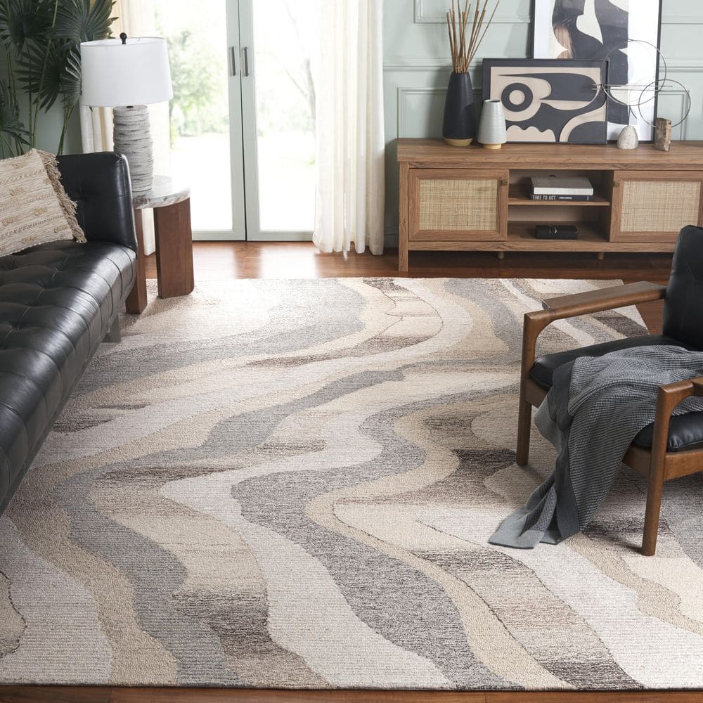 Ebony 8 ft. x 10 ft. Beige/Ivory Wavy Stripe Area Rug price history on PriceWatchPro