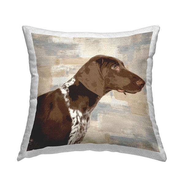 Stupell Industries Pointer Dog Side Portrait Soft Cross Hatch Pattern Brown Square Outdoor Throw Pillow
