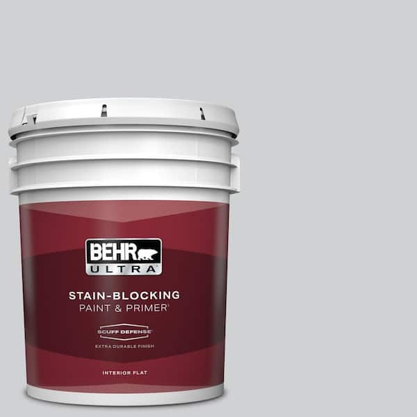 BEHR ULTRA 5 gal. #N510-1 Silver Shadow Extra Durable Flat Interior Paint & Primer