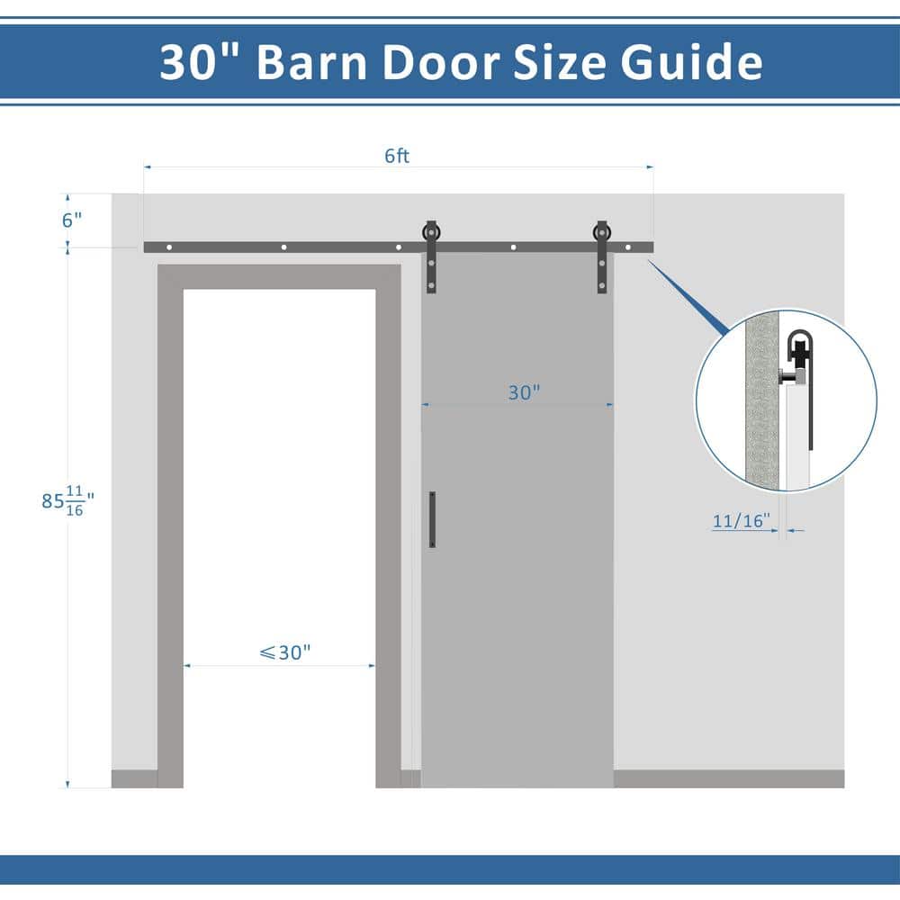 30'' x 84'' White Frosted Glass Barn Door Slab