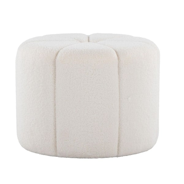 Daisy White Fabric Pouf