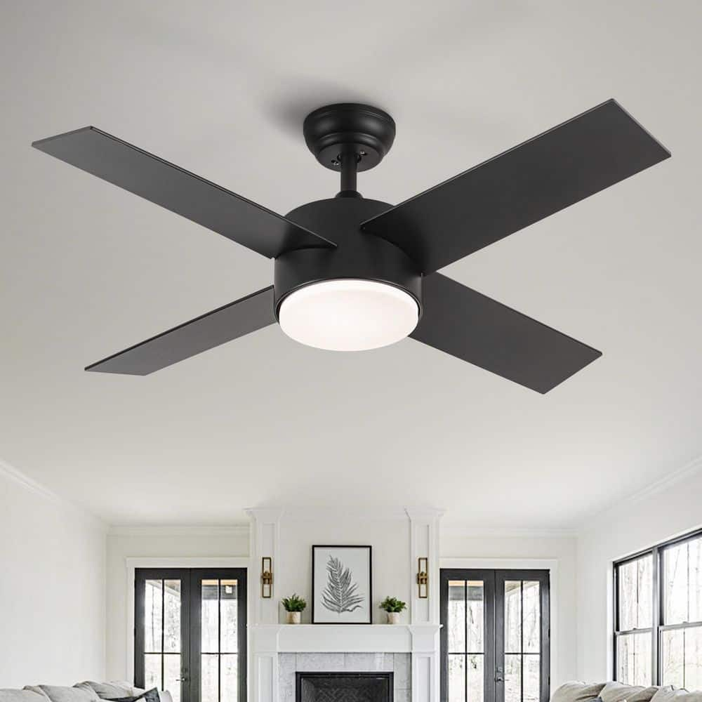 Yardreeze 44 in. Integrated LED Indoor/Outdoor Matte Black Ceiling Fan ...