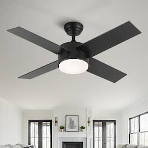 44 in. Integrated LED Indoor/Outdoor Matte Black Ceiling Fan with Lighting Kit and Remote