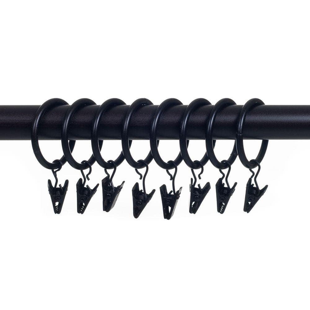 Lavish Home 1 In Curtain Rod Rings With Clips For 1 In Or 1 1 4 In Poles In Rubbed Bronze 8 Pack 63 R05 19 Clip Br The Home Depot