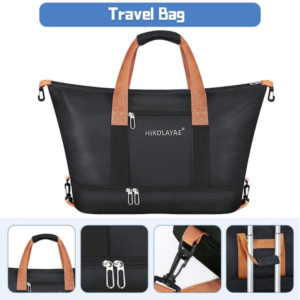 HIKOLAYAE 2 Piece Black bag ABS + Aluminum Frame Hardside Spinner
