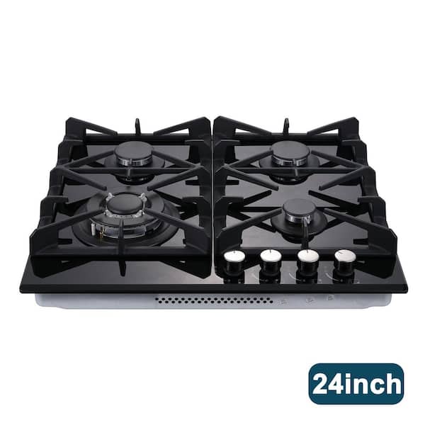 24 in. 4 Burners Bulit-in Gas Cooktop NG/LPG Convertible, Cooktop with Thermocouple Protection