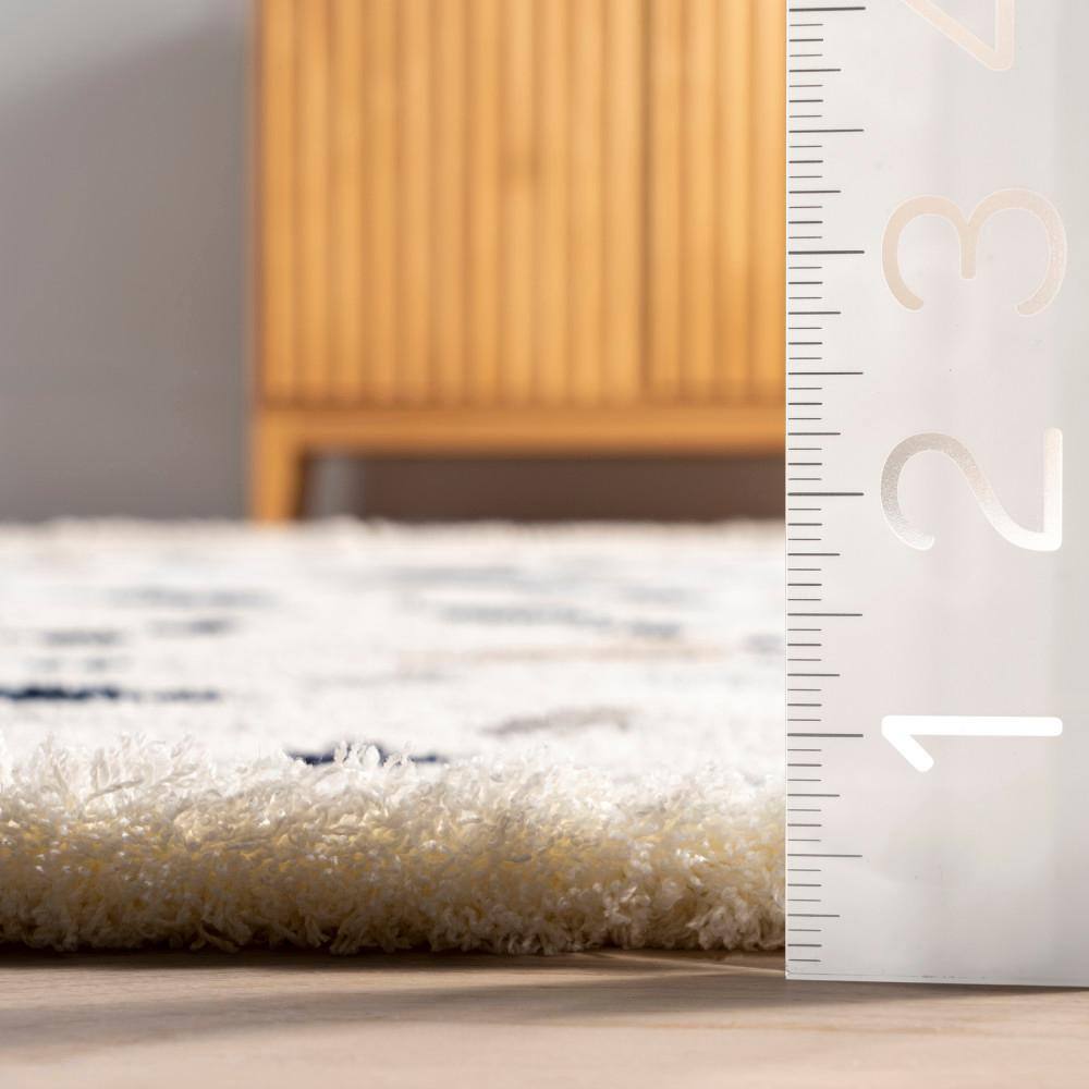 Fern Blue and Multicolor Geometric Synthetic 3' x 5' Area Rug